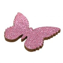Streudeko Schmetterling Pink-Glitter  5/4/3cm 24St