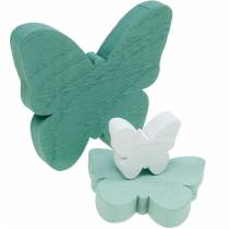 Artikel Schmetterlinge zum Streuen Grün, Mint, Weiß Holz Streudeko 29St