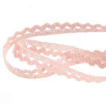 Artikel Schmuckband mit Häkelspitze Dekoband Rosa B9mm L20m