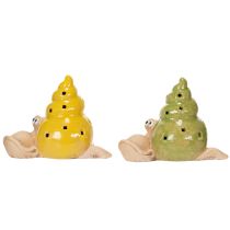 Artikel Keramik Schnecken Figuren mit LED-Beleuchtung, 12 cm, 2er-Set, dekorative Tischdeko