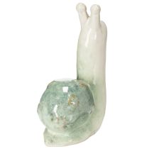 Artikel Keramik Schnecke Figur 16cm in Grün-Weiß für stilvolle Deko und Tischgestaltung