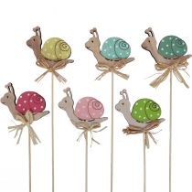 Artikel Blumenstecker Holz Deko Schnecken Bunt 8,5×8cm 12 St