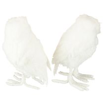 Artikel Schneeeule Dekofigur Weiß mit Glitzer und Fell - 2er Set, 15,5 cm