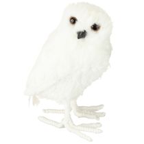 Artikel Schneeeule Dekofigur Weiß mit Glitzer und Fell - 2er Set, 15,5 cm