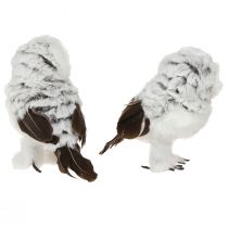 Artikel Schneeeule Deko Figur 2er Set Weiß Braun H12cm Kunstfell braune Federn