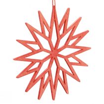 Artikel Schneeflocken Baumschmuck aus Holz in Orange, Rosa und Naturfarben, 10cm, 12er Set