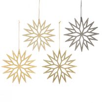 Artikel Holz-Schneeflocken Weihnachten Braun, Deko-Anhänger für Baum & Ambiente, 8er-Set, 15 cm
