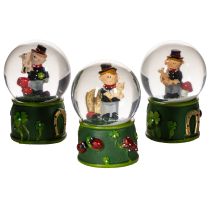 Artikel Set Schneekugeln Schornsteinfeger Glas 4x6cm Grün 3 Stück