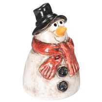 Artikel Schneemann-Figur Keramik 10cm Rot Schwarz Handbemalt Innenbereich