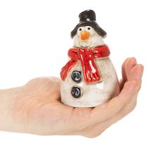Artikel Schneemann-Figur Keramik 10cm Rot Schwarz Handbemalt Innenbereich
