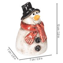 Artikel Schneemann-Figur Keramik 10cm Rot Schwarz Handbemalt Innenbereich