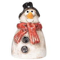 Artikel Schneemann-Figur Keramik 10cm Rot Schwarz Handbemalt Innenbereich