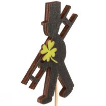 Artikel Silvester Glücksbringer Schornsteinfeger Stecker, Dekofigur Schwarz/Natur 12er-Set H7,5cm