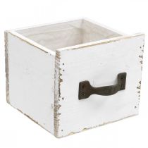 Pflanz-Schublade Holz Weiß Shabby Chic Deko 12,5×12,5×10cm