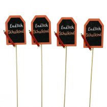 Artikel Schulanfang Deko Stecker „Endlich Schulkind“ Holz 7×5,5cm 16 St