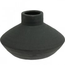Schwarze Keramik Vase Deko Vase flach bauchig H12,5cm