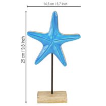 Artikel Seestern Deko auf Sockel Blau Holz H25cm Maritim Natur