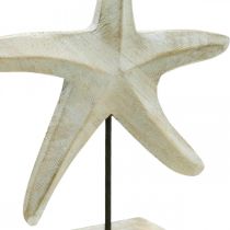 Seestern aus Holz, Dekoskulptur Maritim, Meerdeko Naturfarben, Weiß H28cm