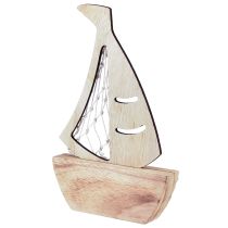 Artikel Segelboot Holzdeko maritim 3er Set Natur Hellblau 25,5×16,5cm