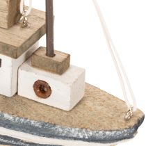 Artikel Maritimes Holzschiff mit Metallständer 20 cm mehrfarbig