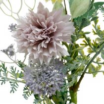 Seidenblumen im Bund, Sommerdeko, Chrysanteme und Kugeldistel, Kunstblumen L50cm
