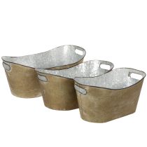 Artikel Set Übertopf Wanne Kupferfarben/Weiß L32,5cm/36,5cm/41,5cm