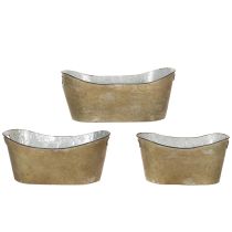 Artikel Set Übertopf Wanne Kupferfarben/Weiß L32,5cm/36,5cm/41,5cm