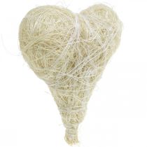Sisalherzen, Valentinstag, Muttertag, Deko-Herzen gebleicht, Cremeweiß H7,5–9cm 16St