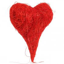 Sisalherzen Rot, Deko für Hochzeit, natürliche Sisalfasern, Valentinstag H7,5–9cm 16St
