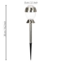 Artikel Solar-Kugelleuchte mit Erdspieß, 36 cm, Kunststoff, Silber, Set aus 4 Stück