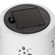 Artikel Solar Tischlampe Weiß mit Blumenmuster – Dekorative LED Beleuchtung für Garten, Terrasse und Balkon 28cm