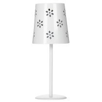 Artikel Solar Tischlampe Weiß mit Blumenmuster – Dekorative LED Beleuchtung für Garten, Terrasse und Balkon 28cm