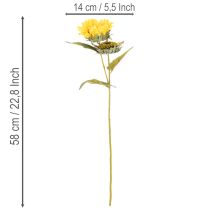 Artikel Künstliche Sonnenblumen 58cm, 3 Stiele, mit realistischen Blüten und Blättern, Gelb-Grün
