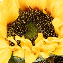 Artikel Künstliche Sonnenblumen 58cm, 3 Stiele, mit realistischen Blüten und Blättern, Gelb-Grün