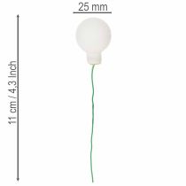 Artikel Spiegelbeeren aus Glas am Draht, 25 mm, Weiß matt und glänzend, 140 Stück
