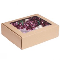 Artikel Glas-Spiegelbeeren Berry Rosa Beige Ø25mm 140er-Set – Vielseitige Mini-Weihnachtskugeln
