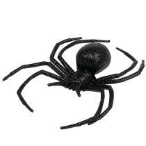 Spinne Schwarz 16cm mit Glimmer
