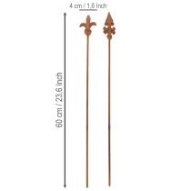 Artikel Gartenstecker Metall Rostoptik Lilie und Lanze 60cm Outdoor