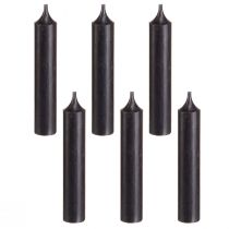 Artikel Kurze Stabkerzen Schwarz 120mm Set mit 6 - Tischdeko, Eventkerzen, Stilvolles Ambiente