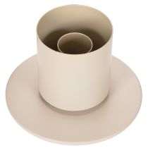 Artikel Stabkerzenhalter Metall mit Glaszylinder und Sockel 31cm Taupe