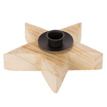 Artikel Holzstern Kerzenhalter 16 cm Natur mit Metallhalterung für Stabkerzen