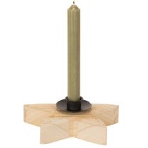Artikel Holzstern Kerzenhalter 16 cm Natur mit Metallhalterung für Stabkerzen