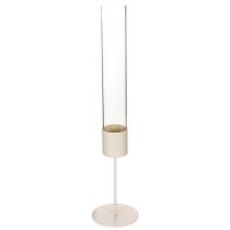 Artikel Stabkerzenhalter mit Glaszylinder 45 cm Innenbereich Metall Taupe