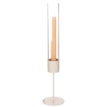 Artikel Stabkerzenhalter mit Glaszylinder 45 cm Innenbereich Metall Taupe