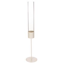 Artikel Kerzenhalter mit Glaszylinder und Metallfuß 50cm Taupe
