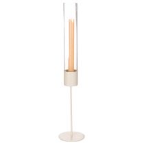 Artikel Kerzenhalter mit Glaszylinder und Metallfuß 50cm Taupe
