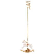 Artikel Weihnachtsbaumkerzenhalter Schaukelpferd 20 cm Gold Transparent 3 Stück