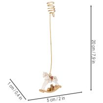 Artikel Weihnachtsbaumkerzenhalter Schaukelpferd 20 cm Gold Transparent 3 Stück