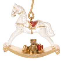 Artikel Weihnachtsbaumkerzenhalter Schaukelpferd 20 cm Gold Transparent 3 Stück