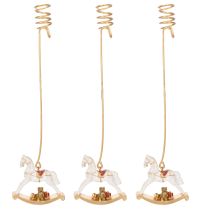 Artikel Weihnachtsbaumkerzenhalter Schaukelpferd 20 cm Gold Transparent 3 Stück
